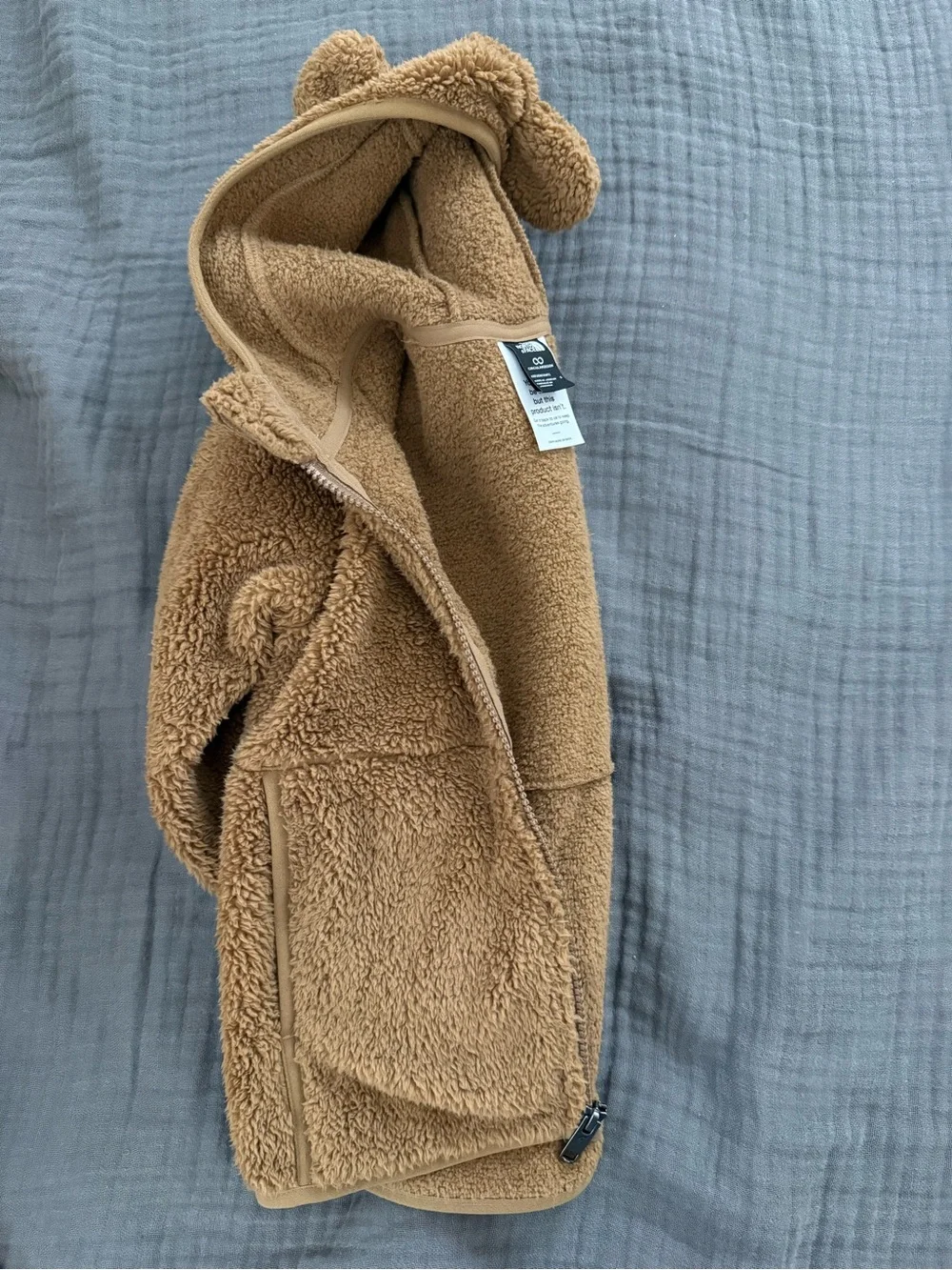 The North Face Kids Brown Sherpa Fleece Jacket with Hood